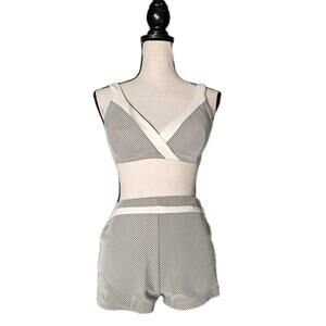 Vtg RoseMarie Reid 2 PC SWIMSUIT Sz 14 Striped Top Shorts Retro Pinstripe Lounge
